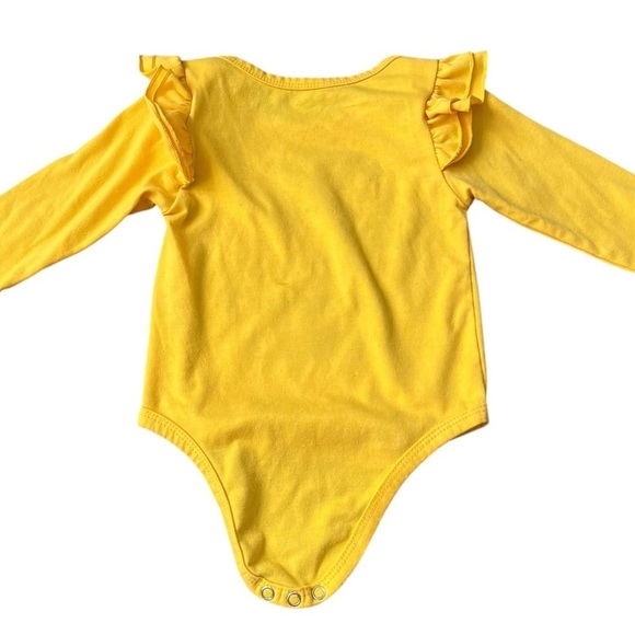 Yellow Ruffled long sleeves baby girl one piece 70 ( 6-9 months )snap closure - Picture 4 of 7